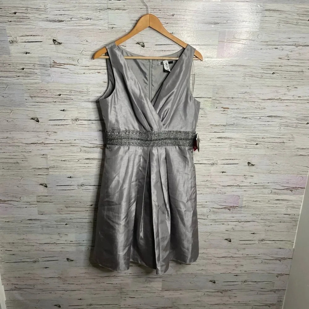 JS collections silver dress beaded size 10  NWT